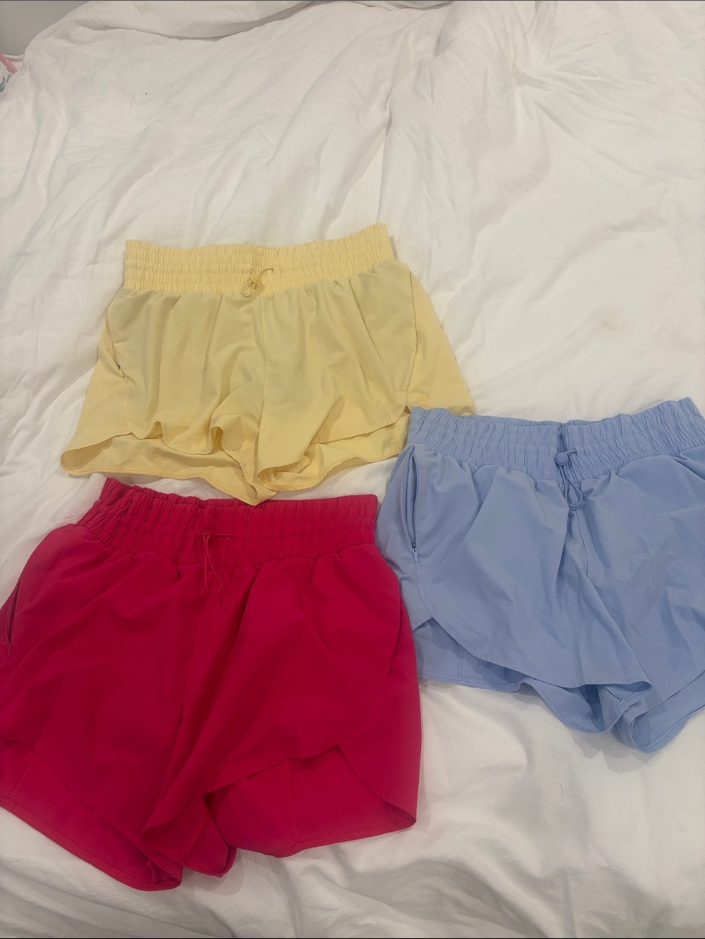 all in motion Women Athletic Shorts Trio - Yellow, Pink, Light Blue